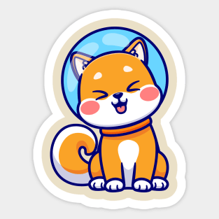 Cute Shiba Inu Dog Astronaut Sitting Cartoon Sticker